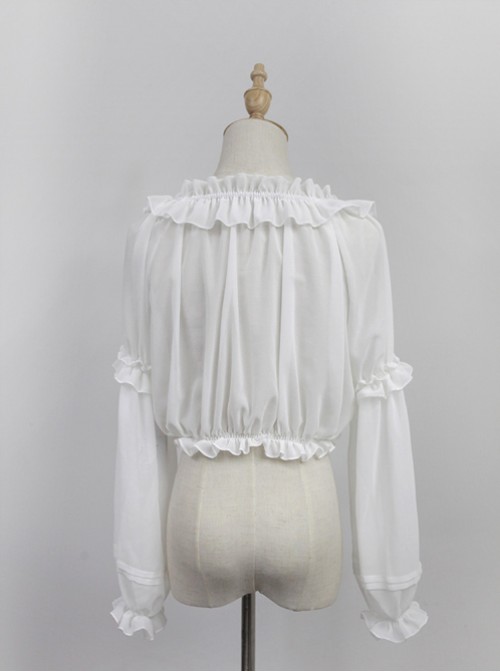 White Round Collar Agaric Laces Bottoming Shirt Lolita Blouse