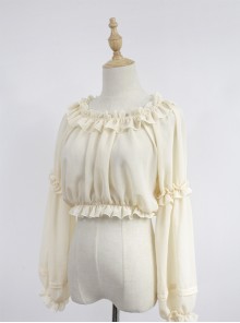 Beige Round Collar Agaric Laces Bottoming Shirt Lolita Blouse