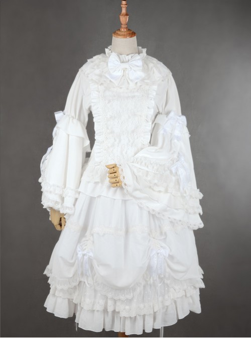 Gorgeous Flare Sleeve White Bowknot Lolita Blouse