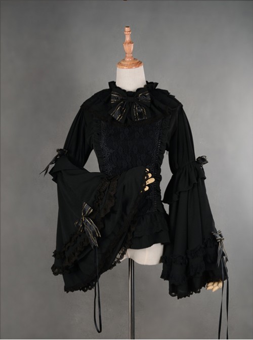 Gorgeous Flare Sleeve Black Bowknot Lolita Blouse