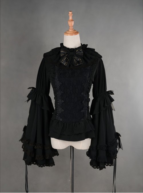 Gorgeous Flare Sleeve Black Bowknot Lolita Blouse