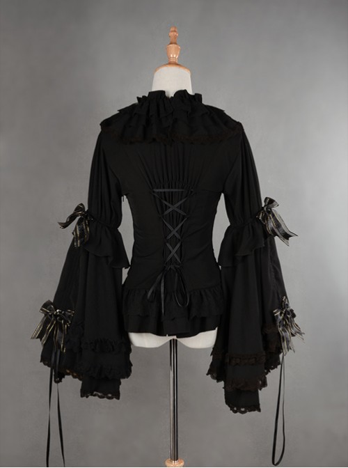 Gorgeous Flare Sleeve Black Bowknot Lolita Blouse