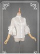 White Short Flare Sleeve Falbala Stand Collar Lolita Blouse