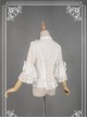 White Short Flare Sleeve Falbala Stand Collar Lolita Blouse