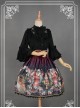 Black Short Flare Sleeve Falbala Stand Collar Lolita Blouse