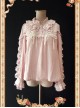 Warm Milk Tea Pure Cotton Pastel Violet Lace Puff Sleeve Classic Lolita Shirt