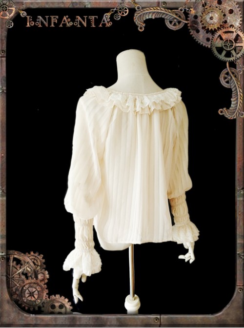 Mechanical Puppet Series Rice White Transparent Stripes Steam Punk Lolita Shirt