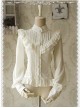 Moon's Elegy Standing Collar Accordion Pleats White Chiffon Long Sleeve Classic Lolita Shirt