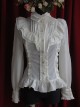 Moon's Elegy Standing Collar Accordion Pleats White Chiffon Long Sleeve Classic Lolita Shirt