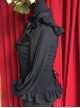 Moon's Elegy Standing Collar Accordion Pleats Black Chiffon Long Sleeve Classic Lolita Shirt