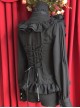 Moon's Elegy Standing Collar Accordion Pleats Black Chiffon Long Sleeve Classic Lolita Shirt