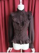 Moon's Elegy Standing Collar Accordion Pleats Brown Chiffon Long Sleeve Classic Lolita Shirt