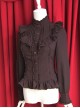 Moon's Elegy Standing Collar Accordion Pleats Brown Chiffon Long Sleeve Classic Lolita Shirt