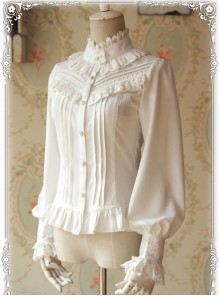 Strong Fragrance Series Thickened White Chiffon Long Sleeve Classic Lolita Shirt