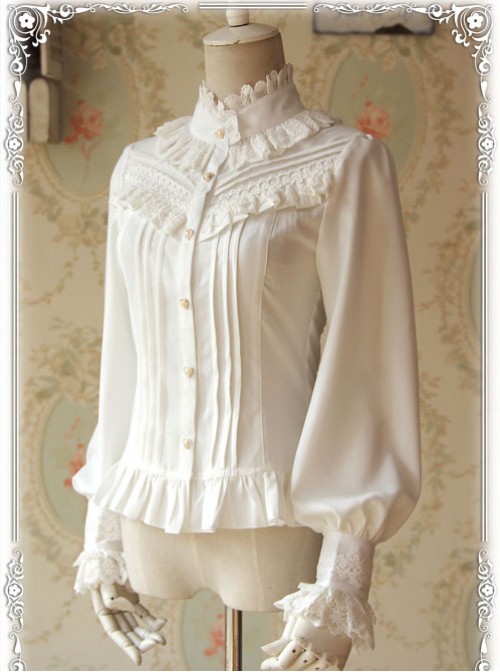 Strong Fragrance Series Thickened White Chiffon Long Sleeve Classic Lolita Shirt