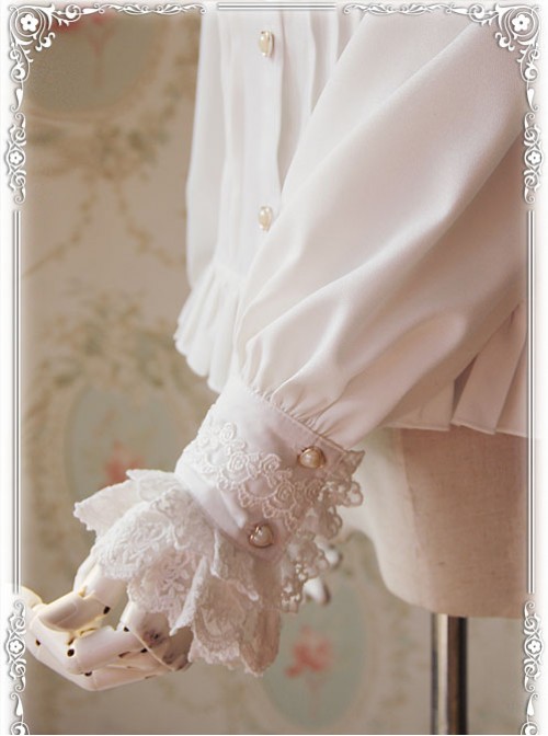 Strong Fragrance Series Thickened White Chiffon Long Sleeve Classic Lolita Shirt