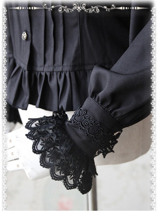 Strong Fragrance Series Thickened Black Chiffon Long Sleeve Classic Lolita Shirt