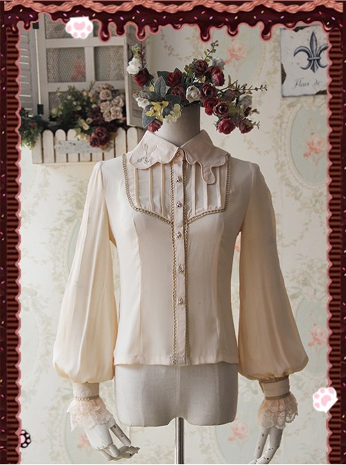 Chocolate Sauce Series Embroidery Mocha Color Long Sleeve Classic Lolita Shirt