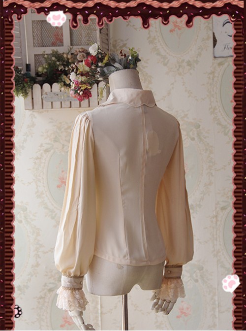 Chocolate Sauce Series Embroidery Mocha Color Long Sleeve Classic Lolita Shirt
