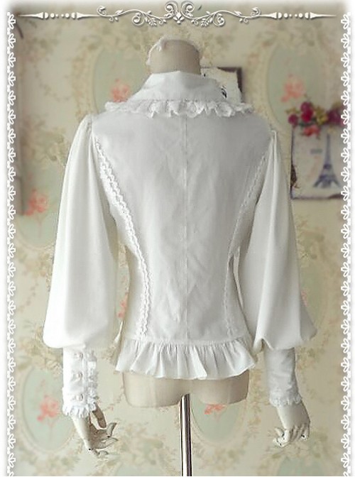 Ordinary Leg-of-mutton Sleeve White Chiffon Classic Lolita Shirt