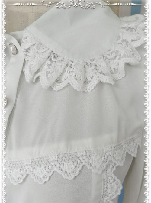 Ordinary Leg-of-mutton Sleeve White Chiffon Classic Lolita Shirt