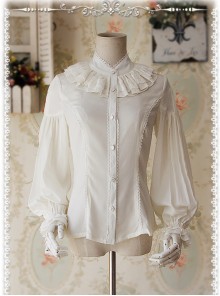 Swan Lake's Love Series Milky White Chiffon Long Puff Sleeve Classic Lolita Shirt