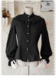 Swan Lake's Love Series Black Chiffon Long Puff Sleeve Classic Lolita Shirt