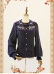 Rose Garden Series Navy Blue Thickened Chiffon Embroidery Classic Lolita Shirt