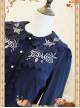 Rose Garden Series Navy Blue Thickened Chiffon Embroidery Classic Lolita Shirt