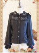 Rose Garden Series Black Thickened Chiffon Embroidery Classic Lolita Shirt