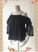 Antique Dress Shop Series Black Trumpet Sleeve Off Shoulder Classic Lolita Shirt