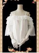 Antique Dress Shop Series White Trumpet Sleeve Off Shoulder Classic Lolita Shirt