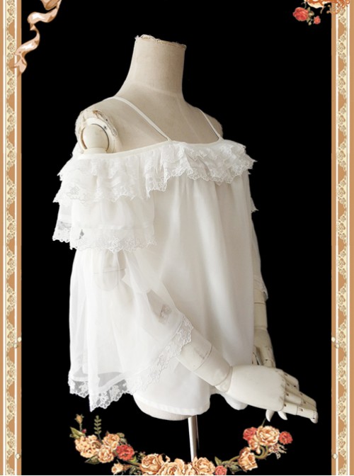 Antique Dress Shop Series White Trumpet Sleeve Off Shoulder Classic ...