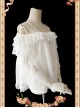 Antique Dress Shop Series White Trumpet Sleeve Off Shoulder Classic Lolita Shirt