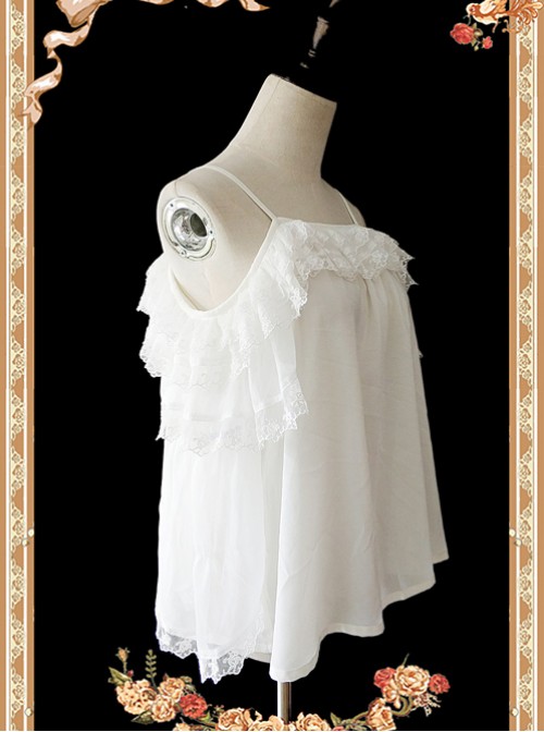 Antique Dress Shop Series White Trumpet Sleeve Off Shoulder Classic Lolita Shirt