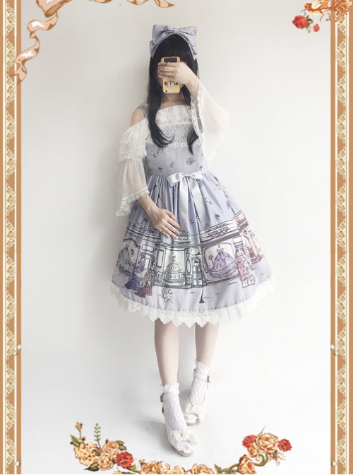 Antique Dress Shop Series White Trumpet Sleeve Off Shoulder Classic Lolita Shirt