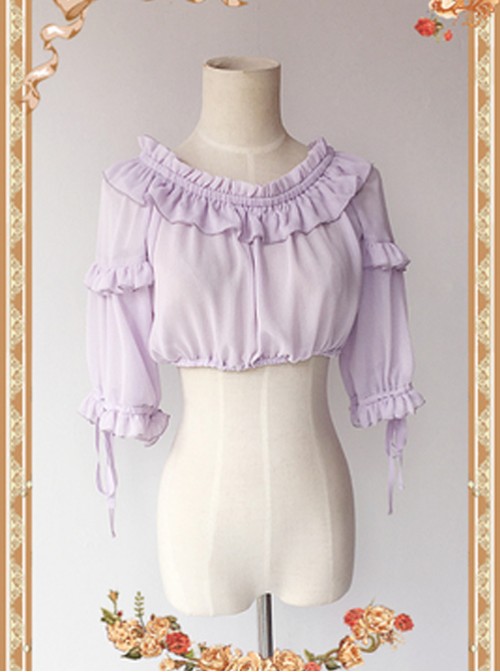 Violet Lovely Puff Sleeve Lolita Super Short Top