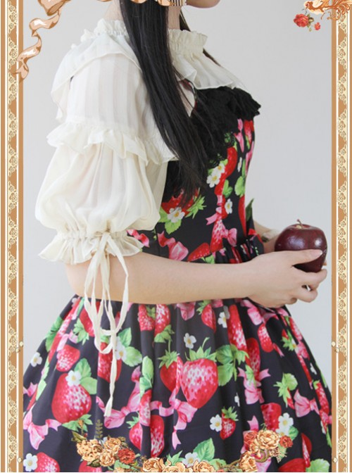 Apricot Color Lovely Puff Sleeve Lolita Super Short Top