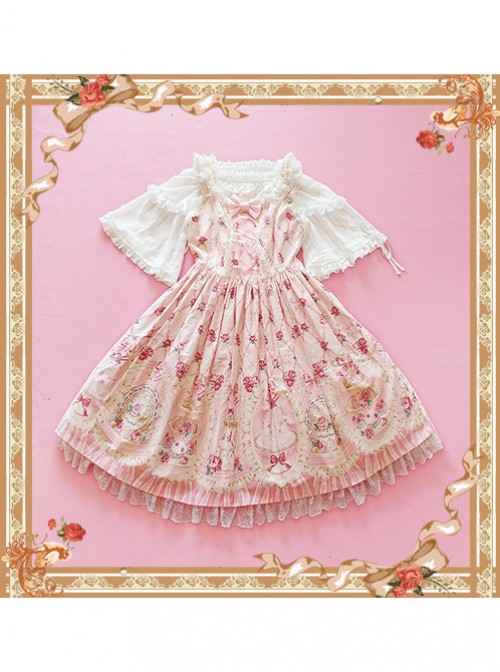 Champagne Pink Lovely Puff Sleeve Lolita Super Short Top