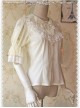 Milky White Glass Striped Doll Collar Lolita Bubble Sleeve Shirt