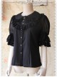 Black Glass Striped Doll Collar Lolita Bubble Sleeve Shirt