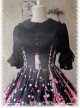 Black Glass Striped Doll Collar Lolita Bubble Sleeve Shirt