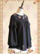 Strawberry Embroidery Series Double-sided Wear Black Chiffon Lolita Long Sleeve Shirt