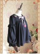 Strawberry Embroidery Series Double-sided Wear Black Chiffon Lolita Long Sleeve Shirt