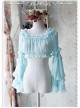 Baby Blue Chiffon Lolita Super Short Top With Detachable trumpet Sleeve