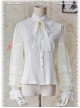 Chiffon Creamy-white Transparent Glass Striped Stand Collar Bow-tie Lolita Long Sleeve Shirt