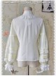 Chiffon Creamy-white Transparent Glass Striped Stand Collar Bow-tie Lolita Long Sleeve Shirt