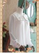 White Crucifix Chiffon Embroidery Square Neckline Lolita Long Sleeve Shirt