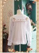 White Crucifix Chiffon Embroidery Square Neckline Lolita Long Sleeve Shirt