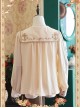 Mocha Color Crucifix Chiffon Embroidery Square Neckline Lolita Long Sleeve Shirt